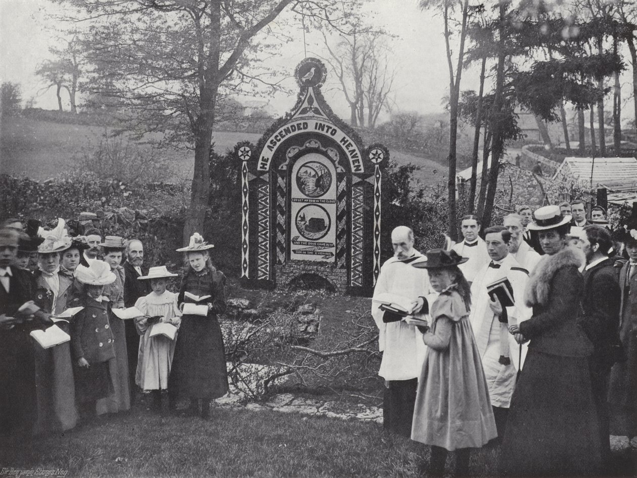 Tissington Well Dressing, reading Psalms at the Coffin Well by J. Benjamin Stone