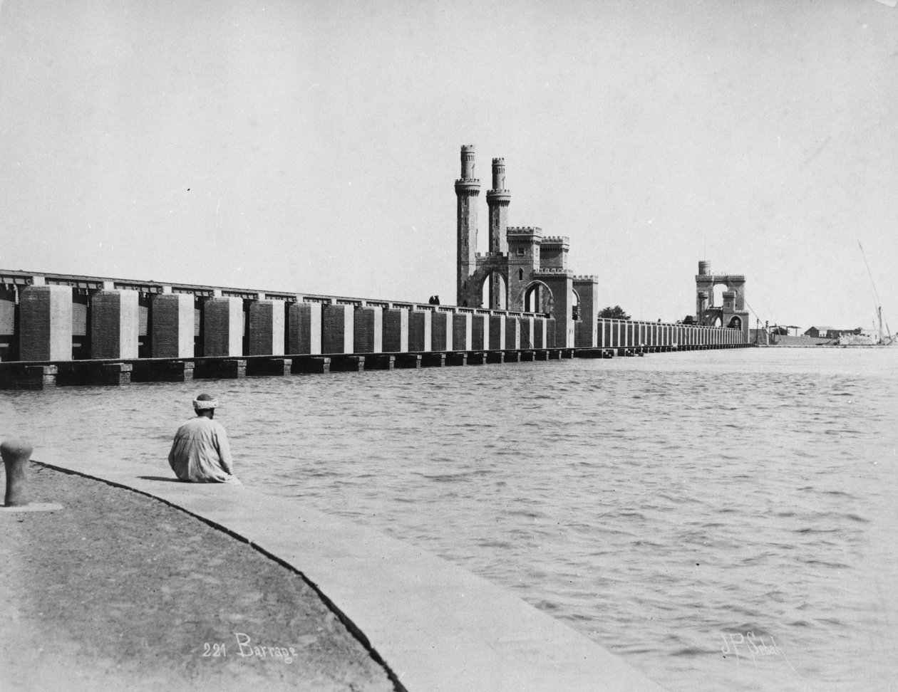 Dam on the Nile near Cairo, c.1880 by J. Pascal Sebah