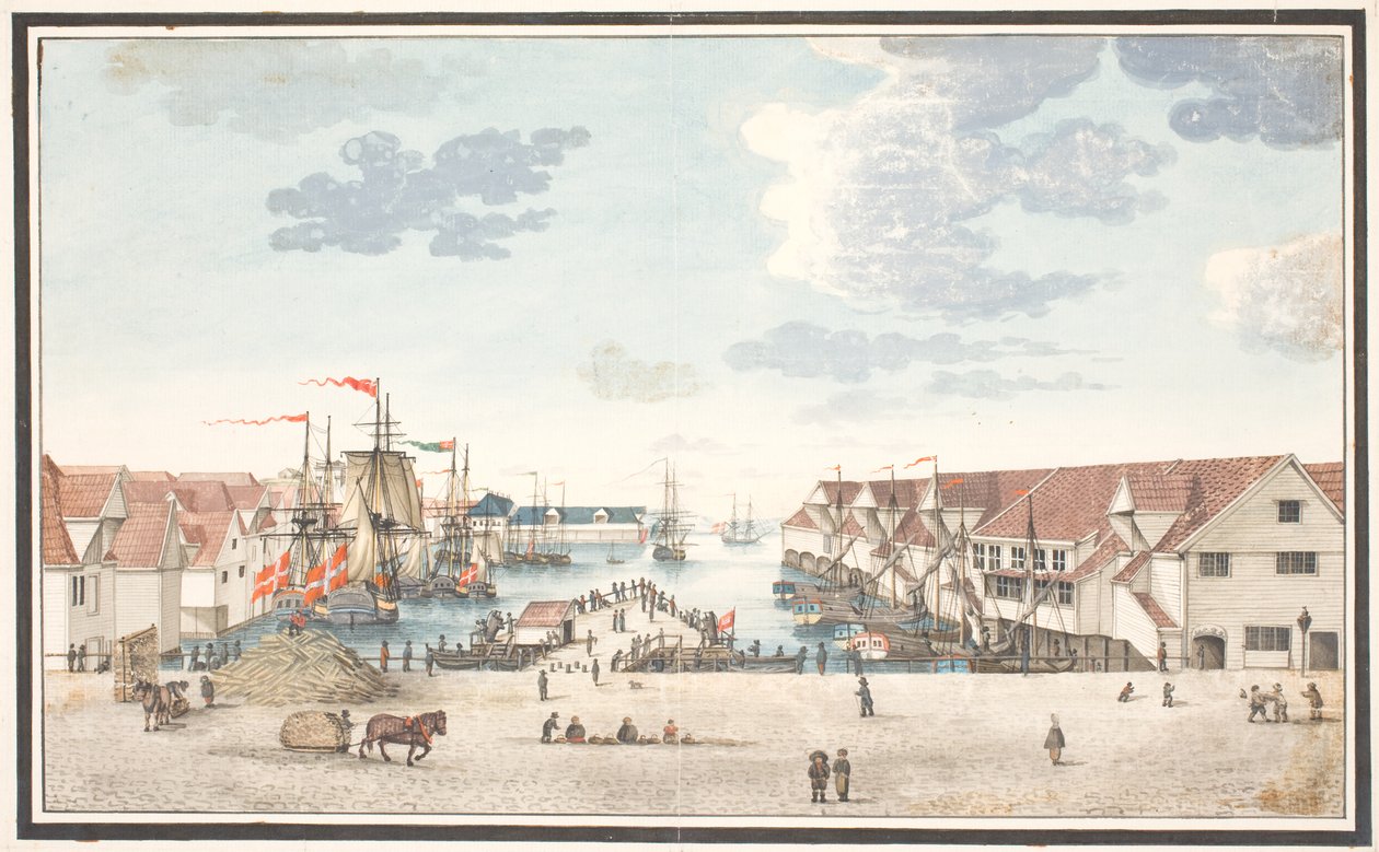 Pier in Bergen by Johan Christian Dahl