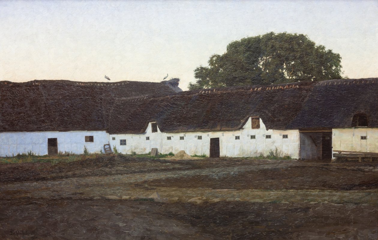 A Farm in Vendsyssel. Sunset by J.C. Schlichtkrull