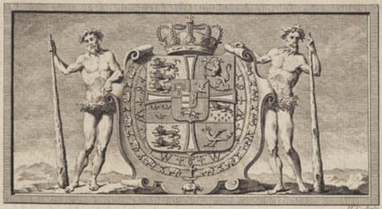 The Danish Coat of Arms with Wild Men as Shield Bearers by J.F. Clemens