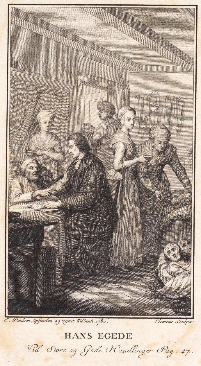 Hans Egede Tending to the Sick Greenlanders by J.F. Clemens