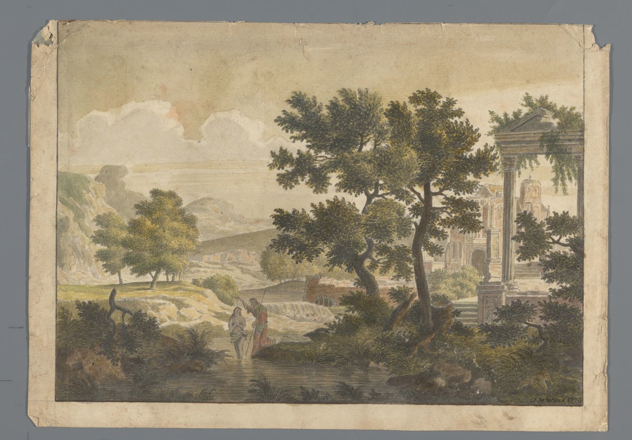 Landscape with the Baptism of Christ by J.H. Wend