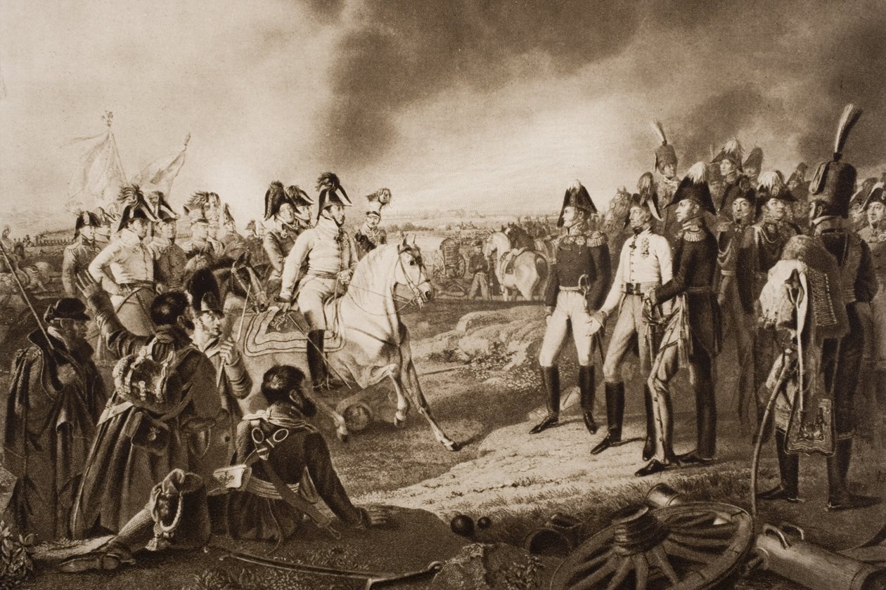Emperor Francis I at the Battle of Leipzig, illustration from The Outline of History by H.G. Wells, Volume II, published in 1920 by J.P. Krapft
