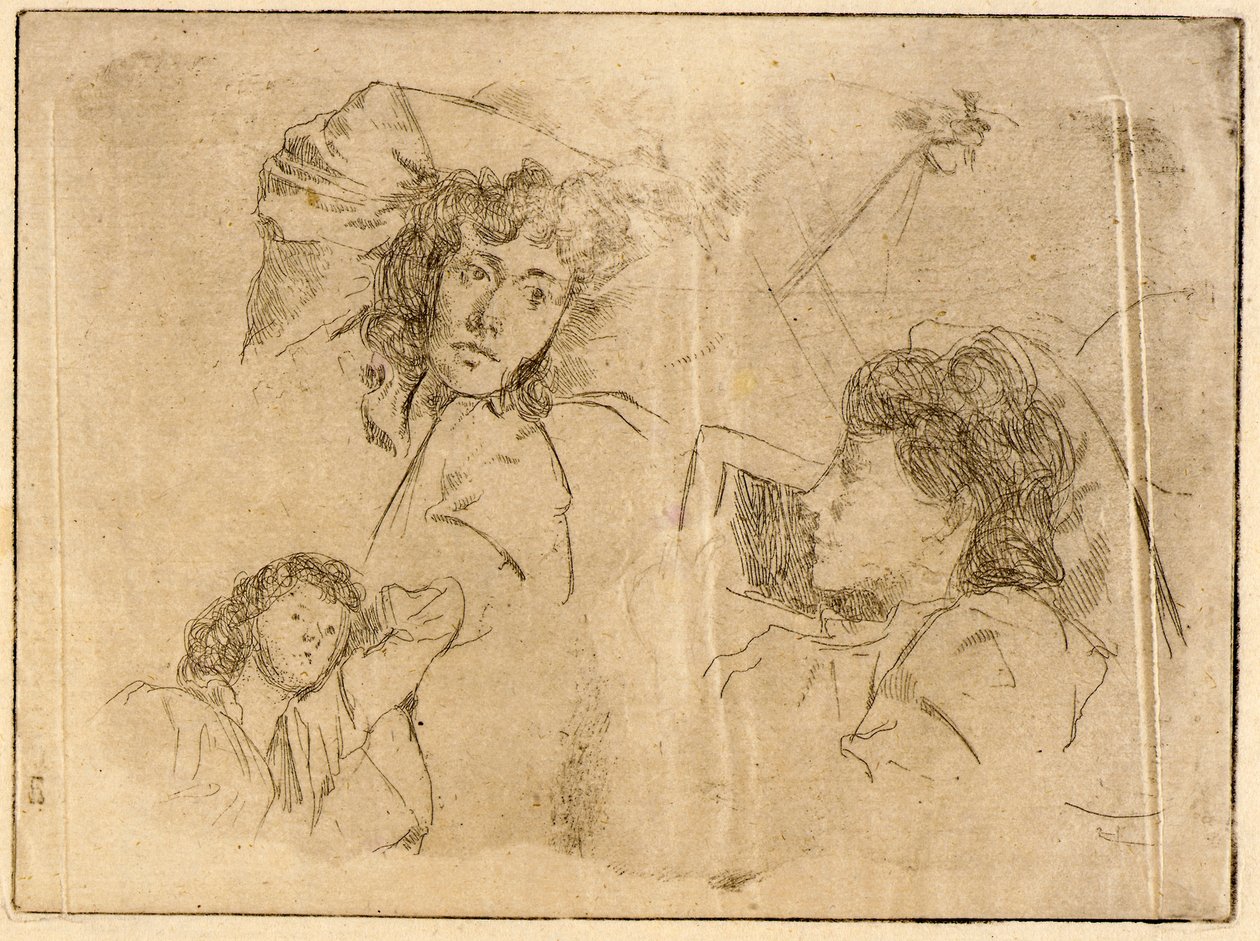 Three Heads--Sketches by J. Alden Weir