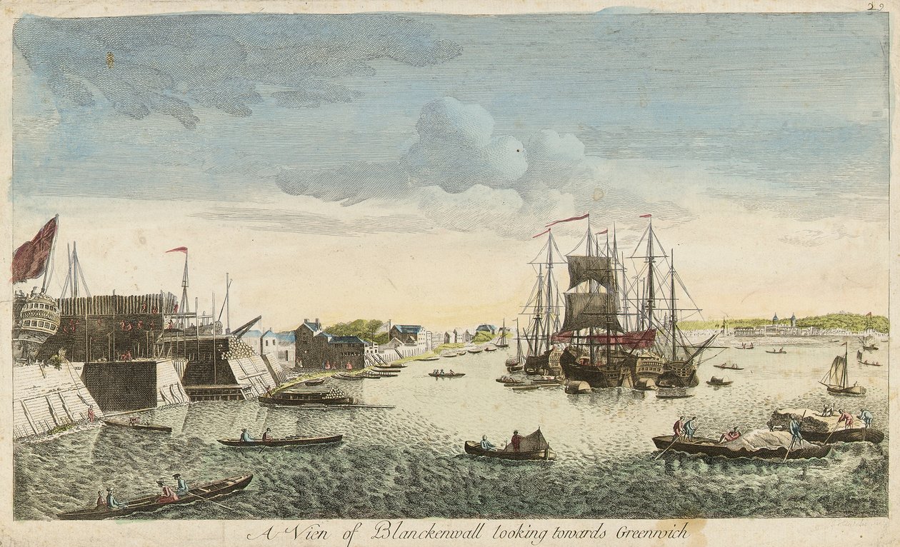 View of Blackwall looking towards Greenwich by J. Heudelot