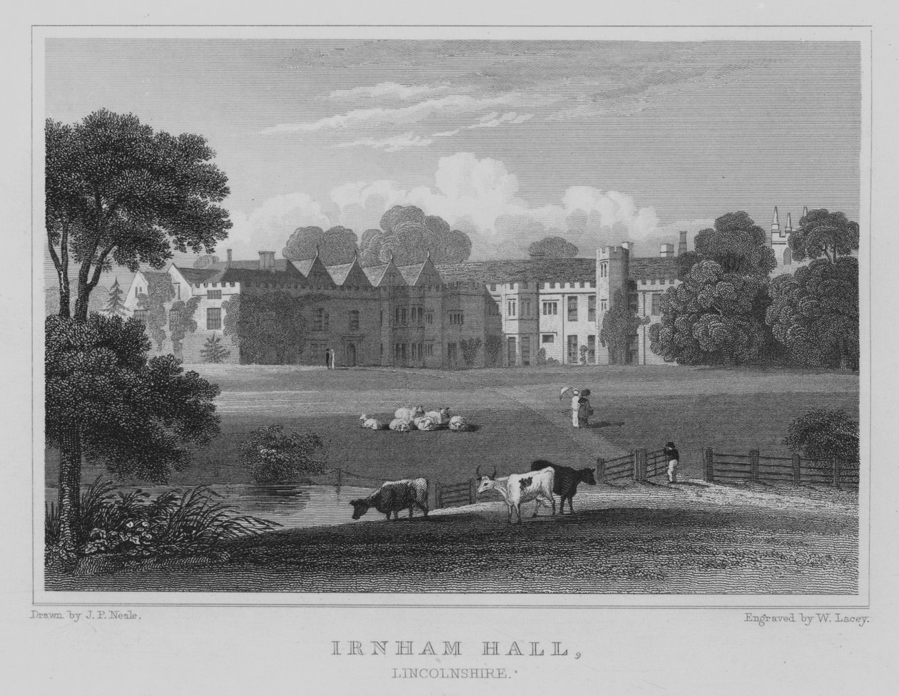 Irnham Hall, Lincolnshire (engraving) by John Preston Neale