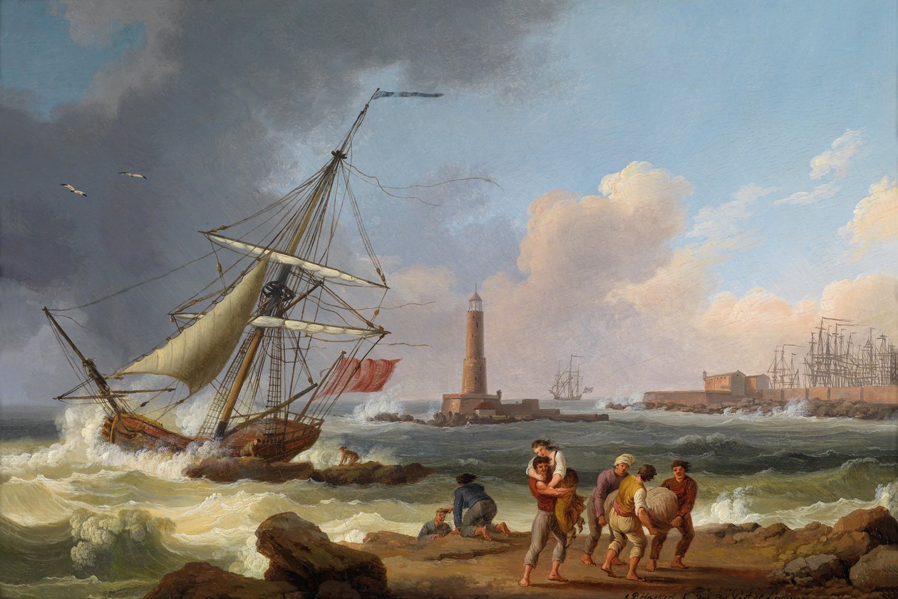 The Port of Livorno with the Rescue of Shipwrecked by Jacob Philippe Hackert