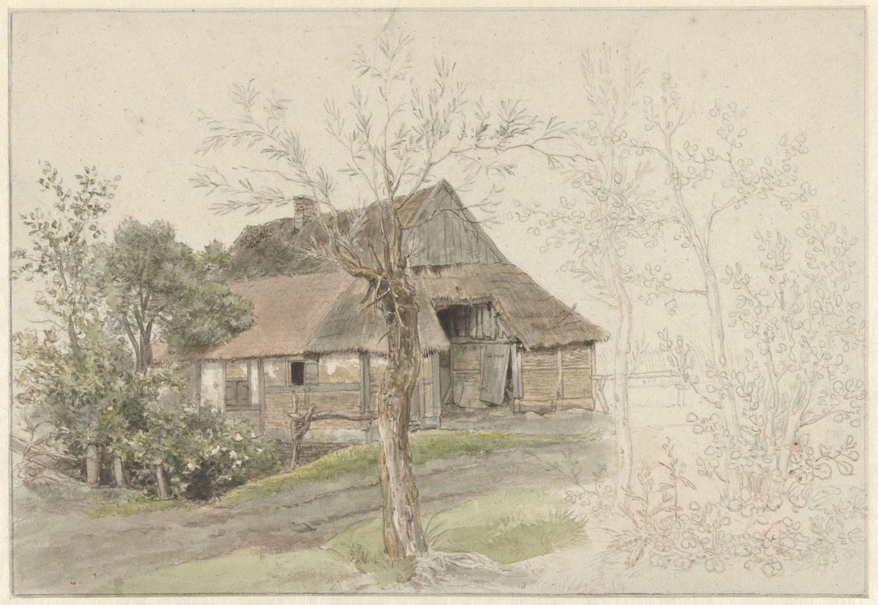 Farmhouse with Trees in Delden by Jacob Ernst Marcus