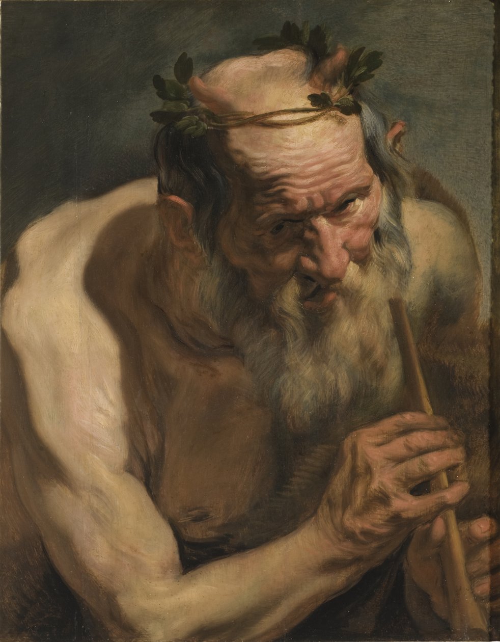 Old Satyr Holding a Flute by Jacob Jordaens