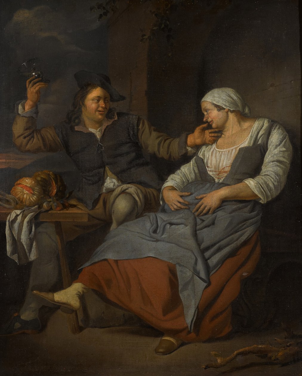 A Seated Couple Drinking Wine by Jacob Toorenvliet