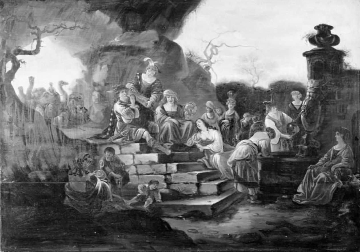 Merry Company by a Fountain by Jacob de Wet d.Æ.