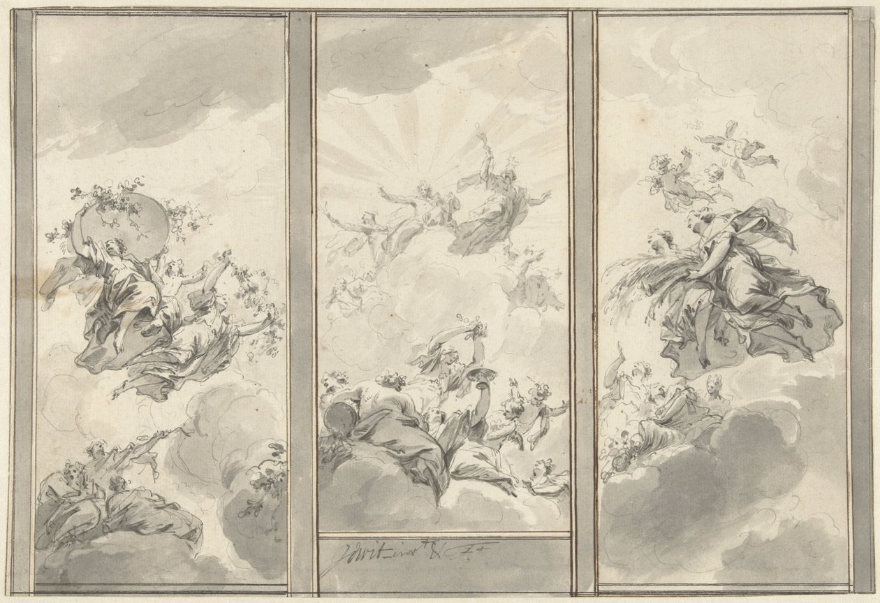 Design for a Three-Part Ceiling Decoration by Jacob de Wit