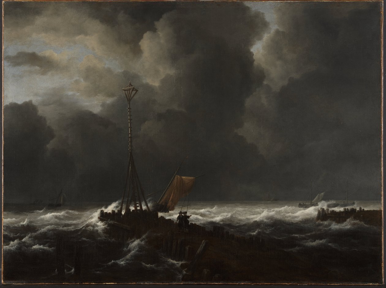 Rough Sea at a Jetty by Jacob van Ruisdael
