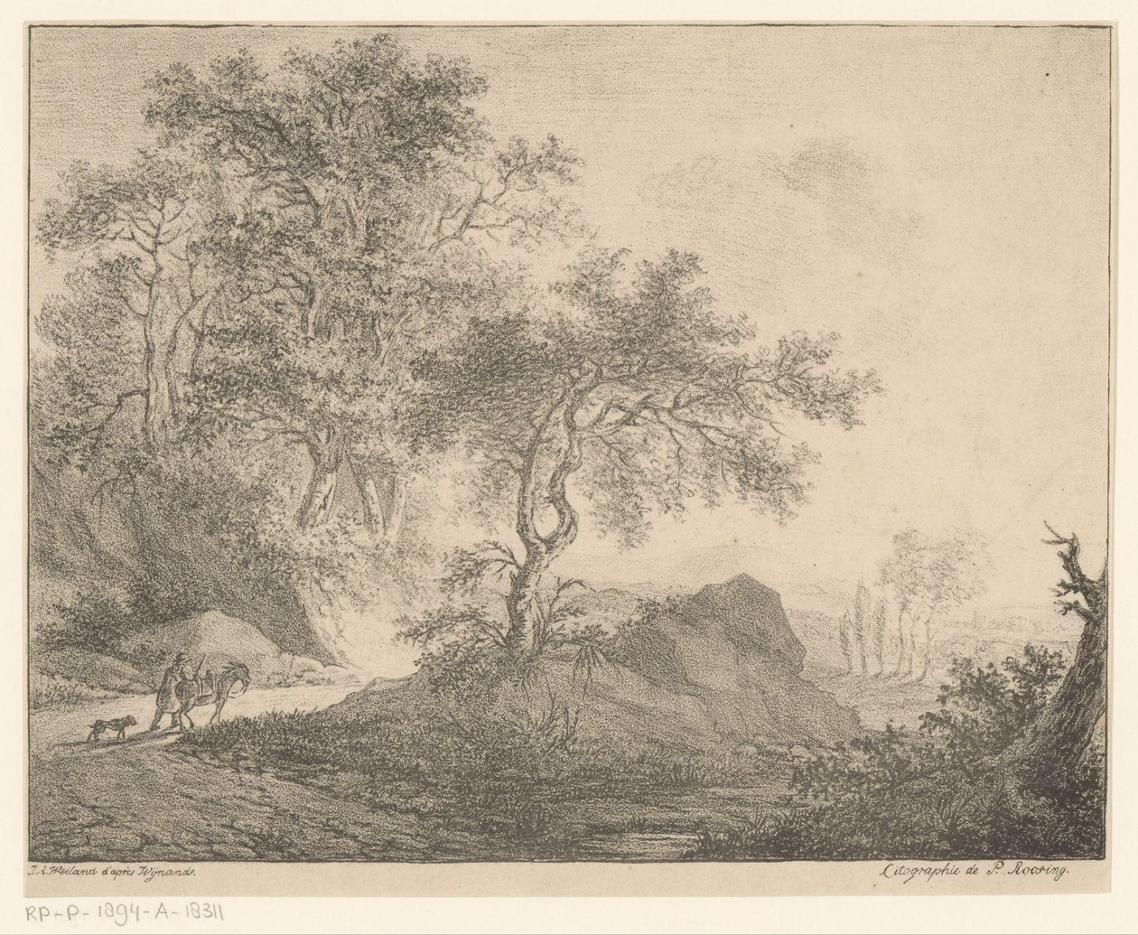 Donkey Driver in Mountain Landscape by Jacobus Adrianus Weiland