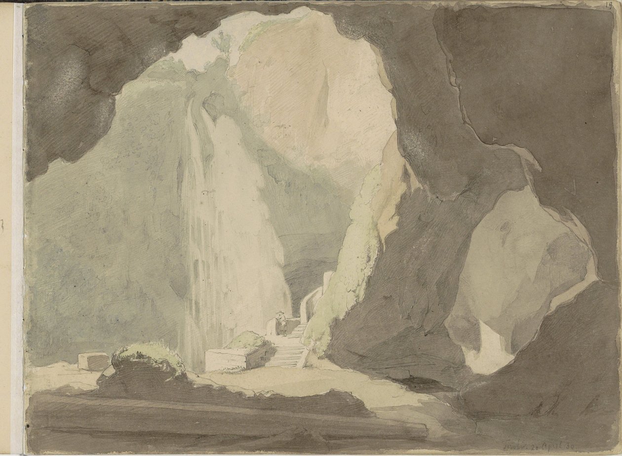 Waterfall in Tivoli by Jacobus Everhardus Josephus van den Berg