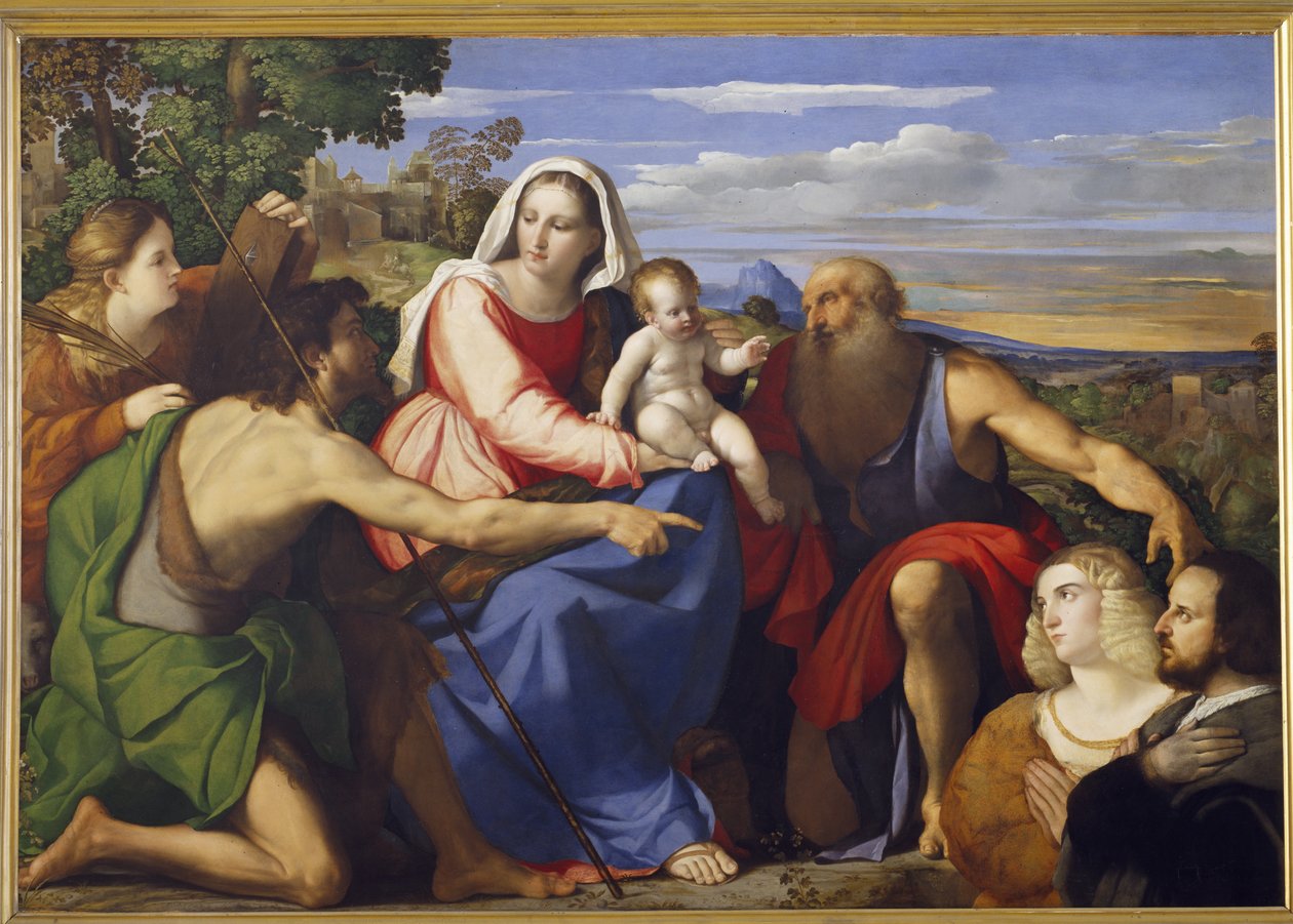 Sacra Conversazione with St. Catherine, John the Baptist and Two Donors by Jacopo Palma