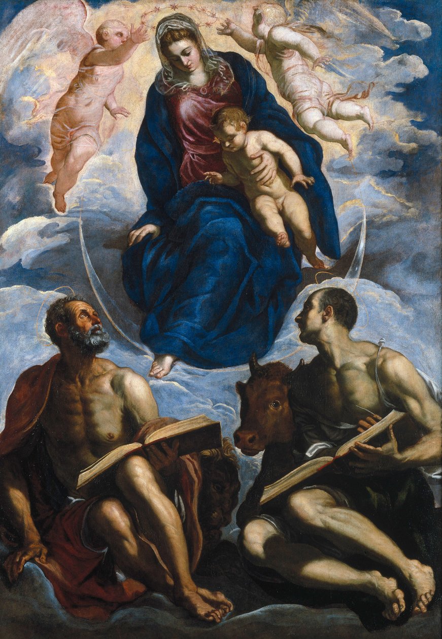 Mary with the Child, Venerated by St. Marc and St. Luke by Jacopo Robusti Tintoretto