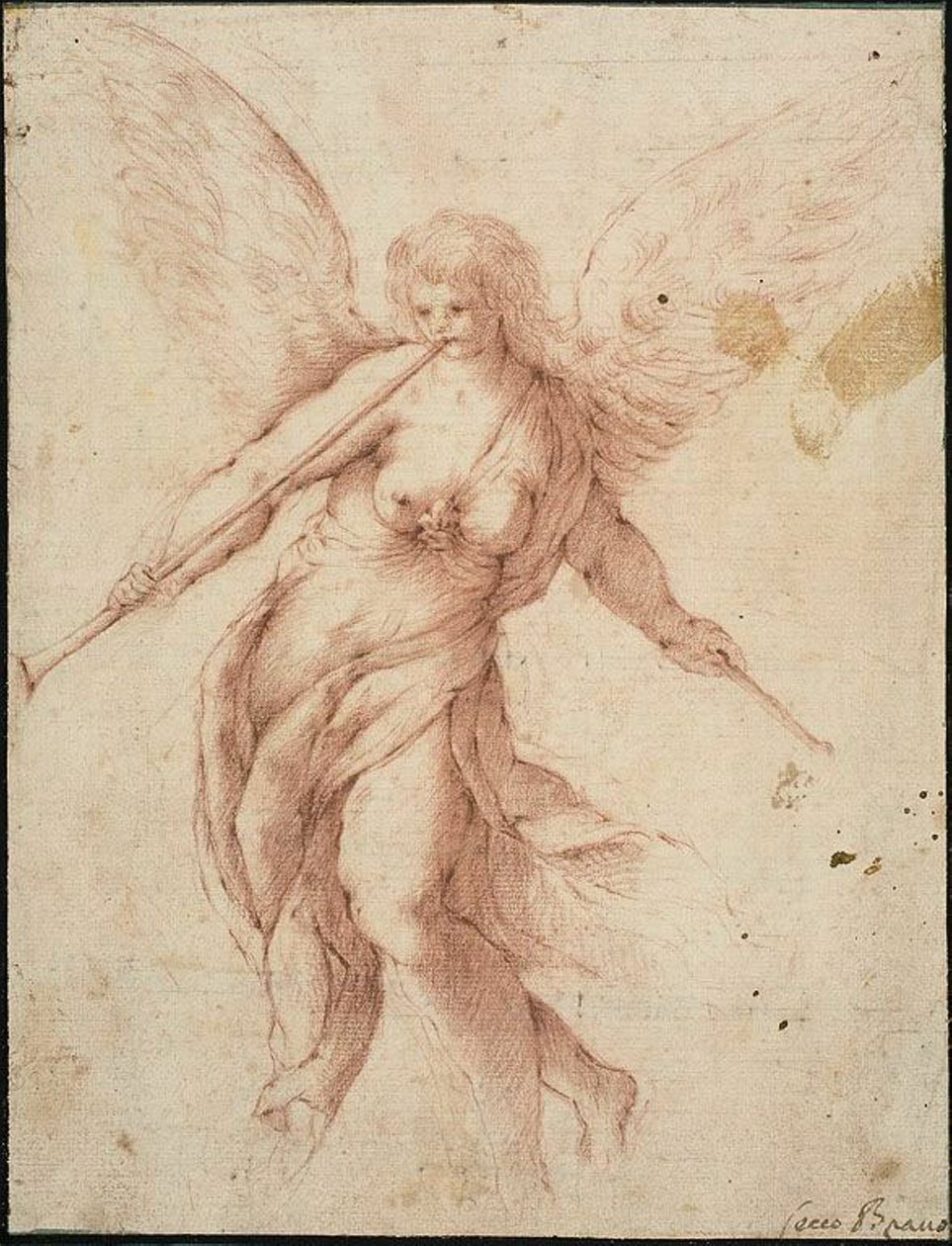 Fame Blowing on a Trumpet by Jacopo Palma il Giovane