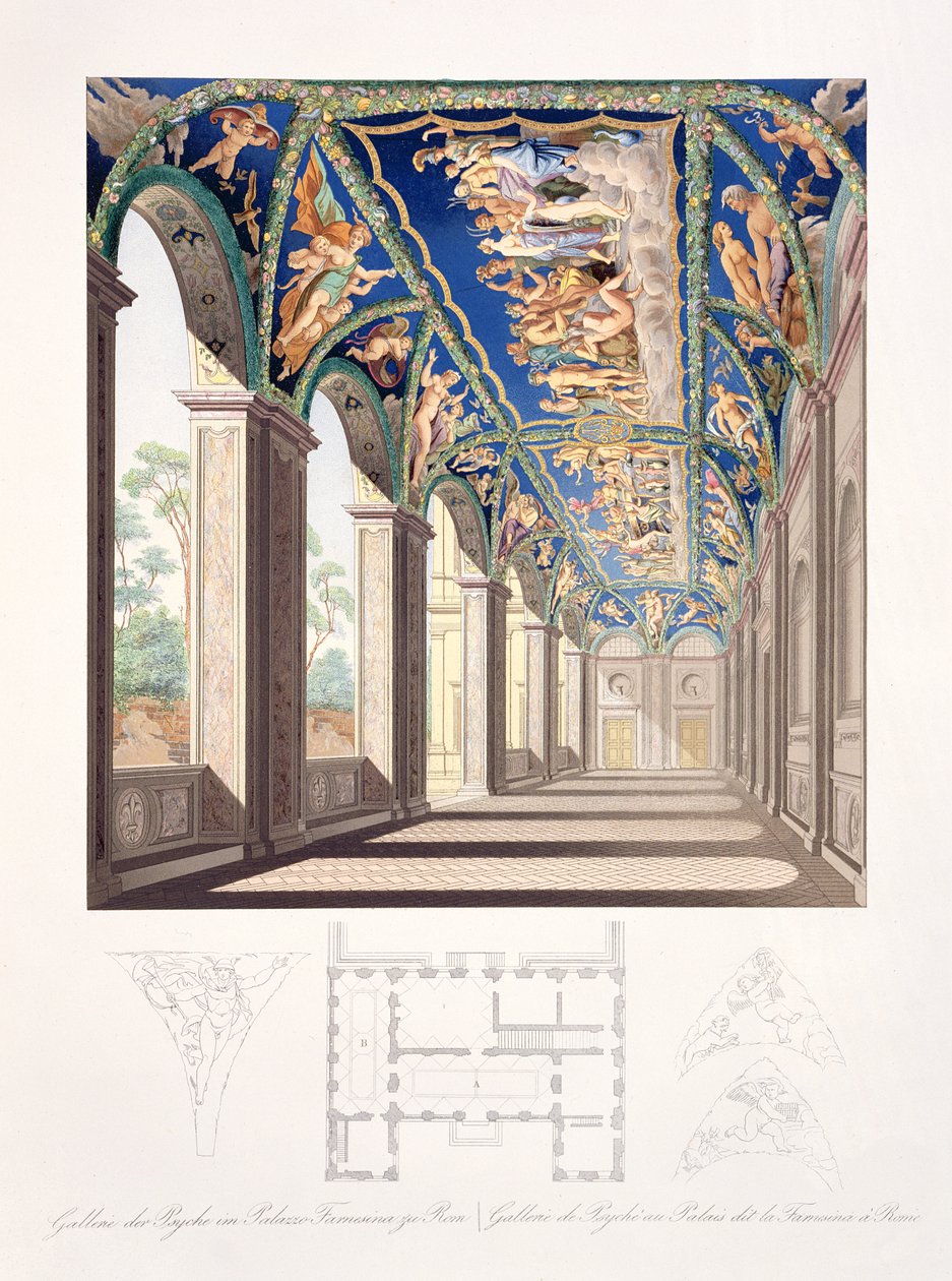 The Gallery of Psyche at the Villa Farnesina, Rome, from a Set of Twelve Engravings, Published 1693 by Jacques Belly