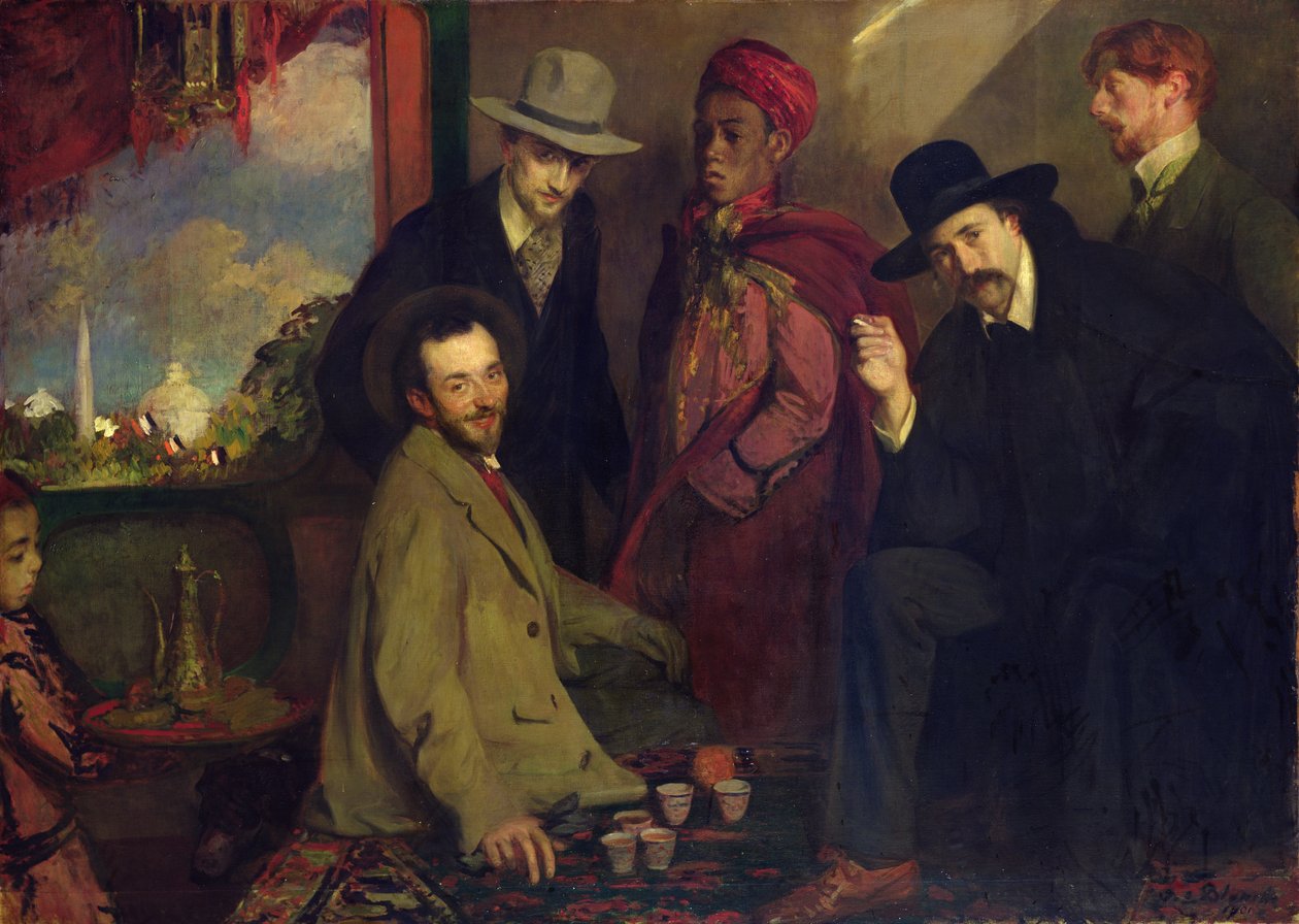 Andre Gide and his Friends at the Cafe Maure of the Exposition Universelle of 1900 by Jacques Emile Blanche