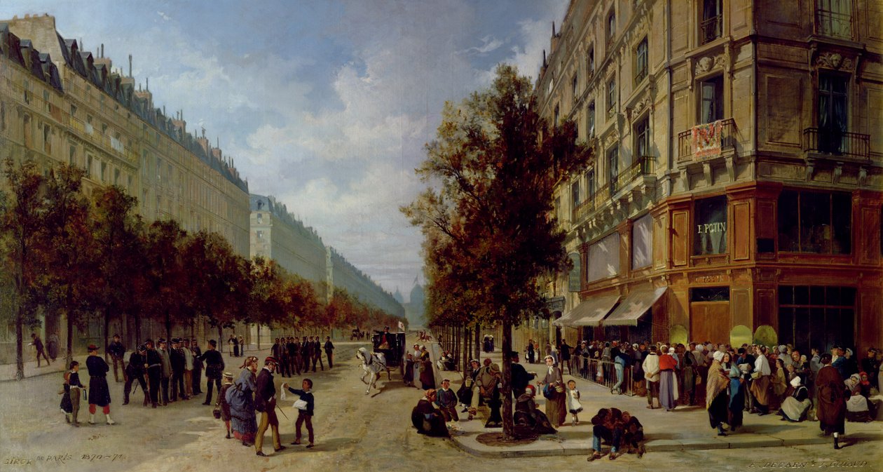 Siege of Paris. Queueing at the Door of a Grocery by Jacques Guiaud