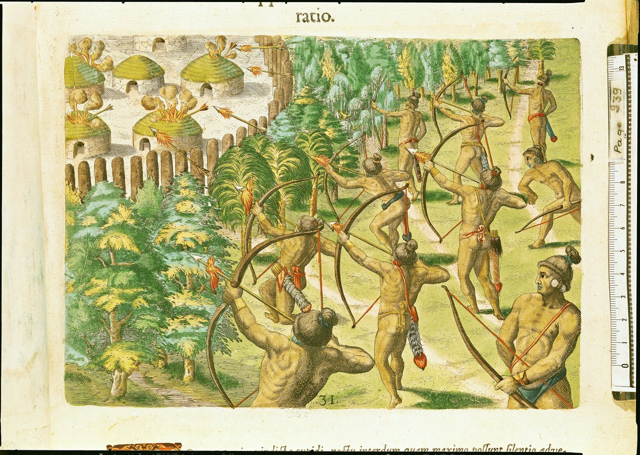 Attack on an Indian Village with Flaming Arrows, from 