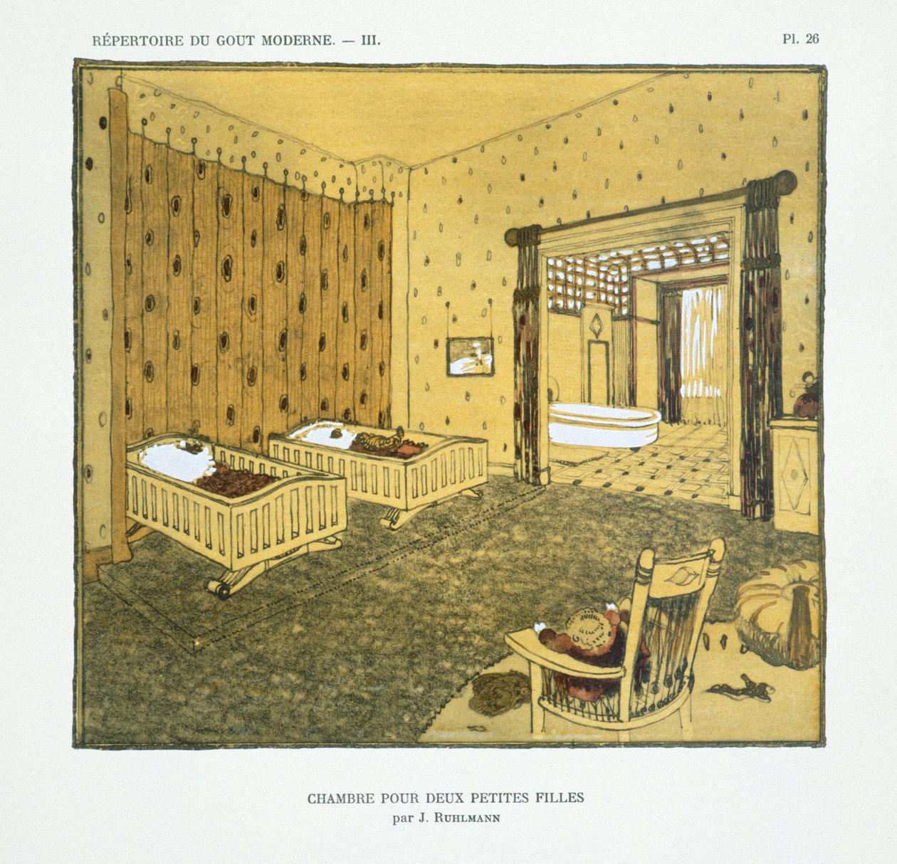 Bedroom for Two Small Girls by Jacques Emile Ruhlmann