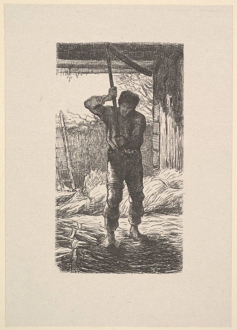 Man Threshing Wheat by Jacques Adrien Lavieille
