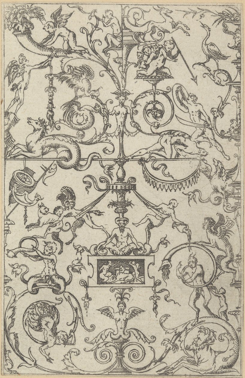 Grotesque Panel, 1550 by Jacques Androuet Du Cerceau