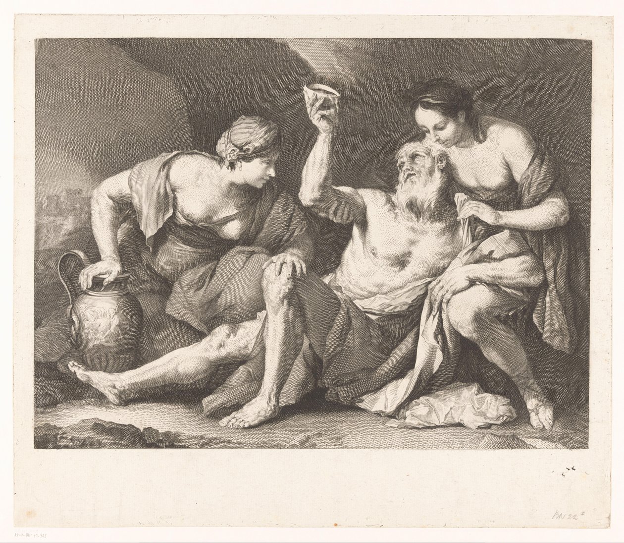 Lot Drunk by His Daughters by Jacques Beauvarlet
