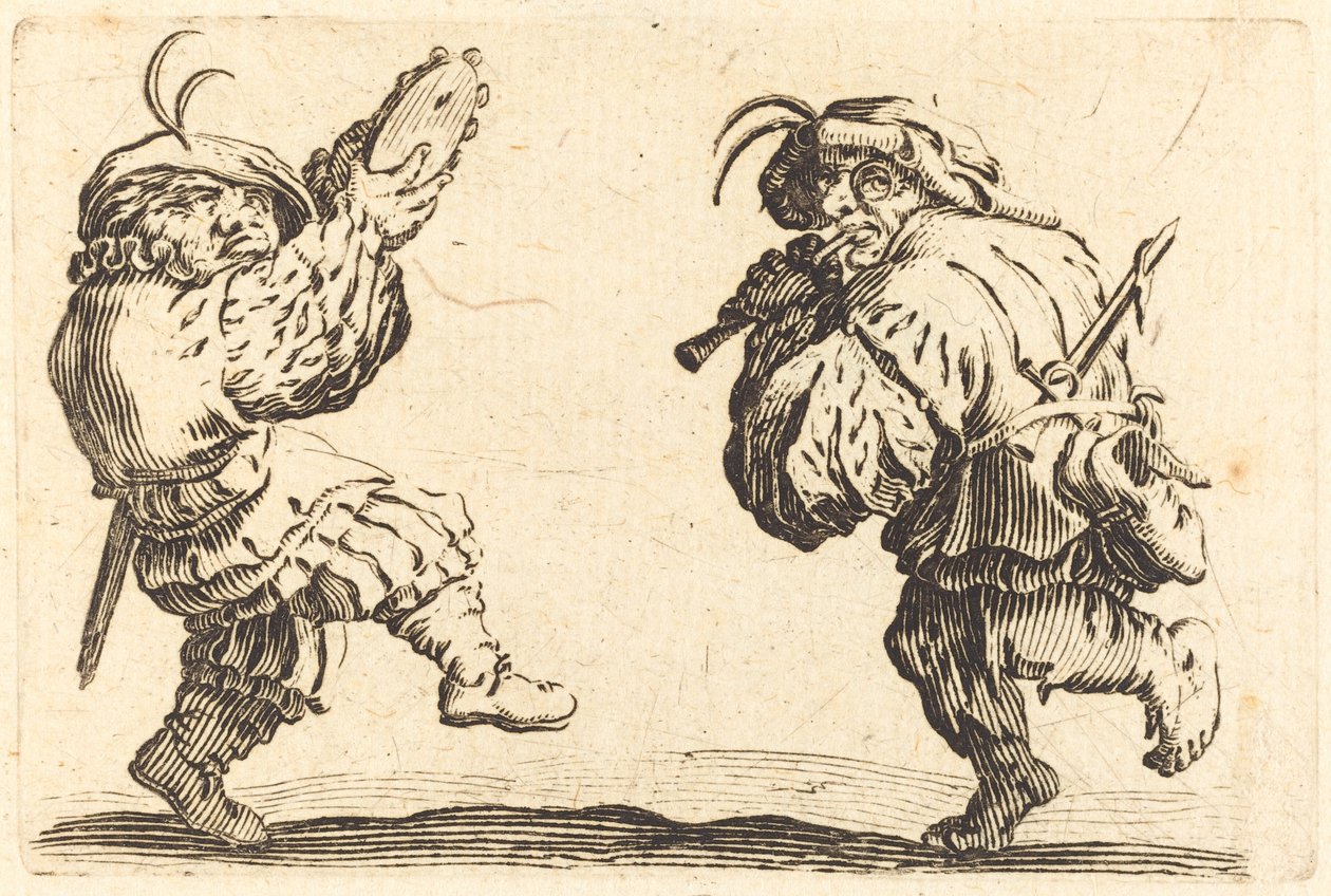 Dancers with Flute and Tambourine by Jacques Callot