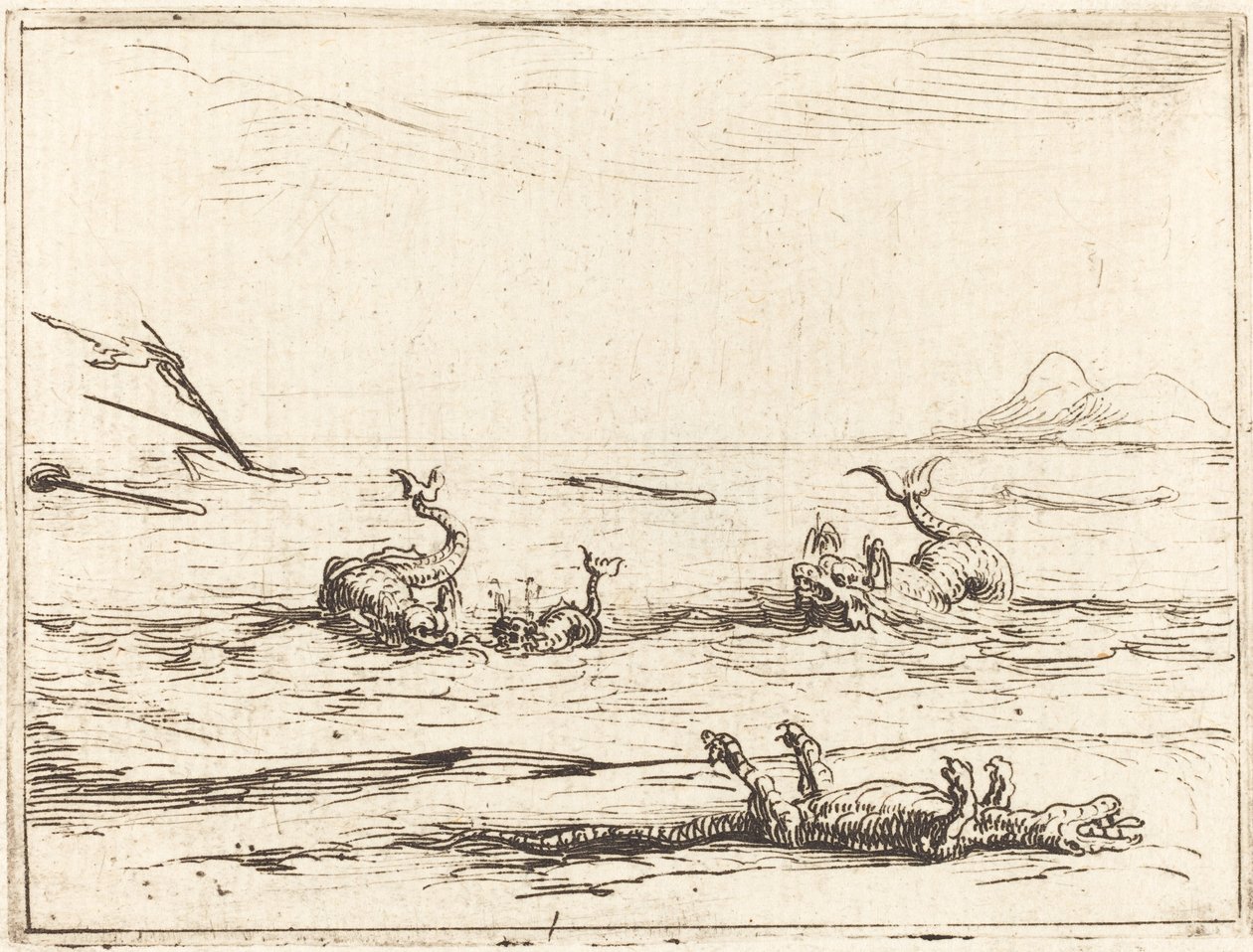 Dolphins and Crocodile by Jacques Callot