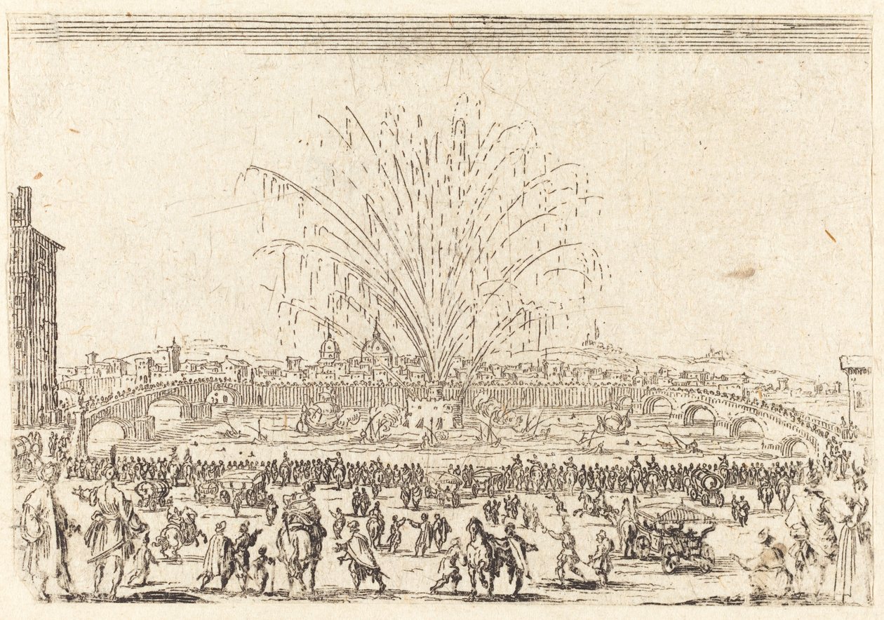 Fireworks on the Arno, Florence by Jacques Callot