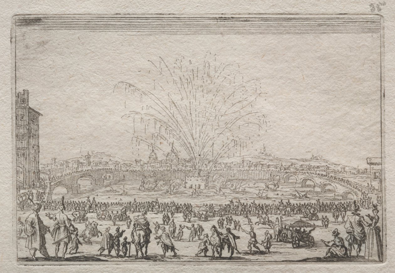 Fireworks on the Arno, c. 1622 by Jacques Callot