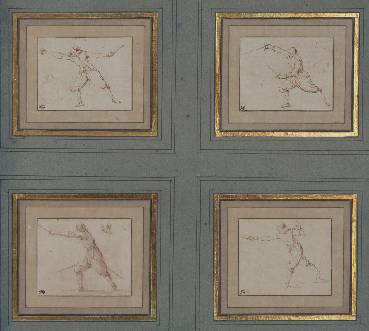 Four Studies of a Fencer by Jacques Callot