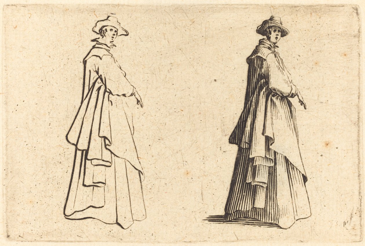Lady in a Large Coat by Jacques Callot