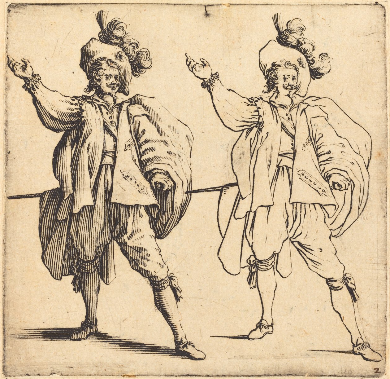 Officer with Large Plume, Front View by Jacques Callot