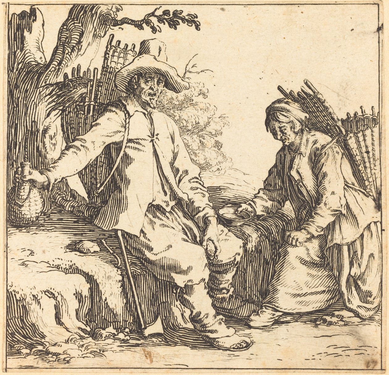Peasant Couple at Rest by Jacques Callot
