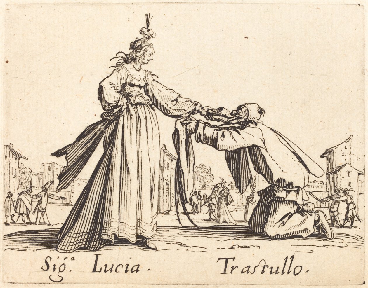 Signa. Lucia and Trastullo by Jacques Callot