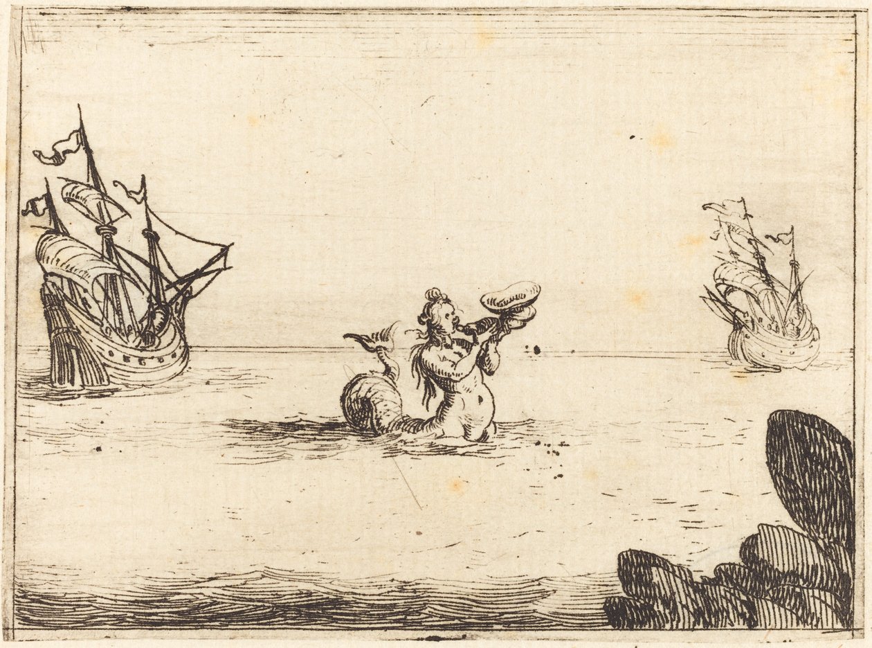 Siren between Two Ships by Jacques Callot