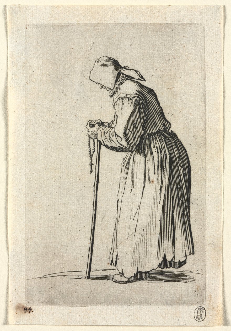 The Beggars: Beggar at Her Rosary by Jacques Callot