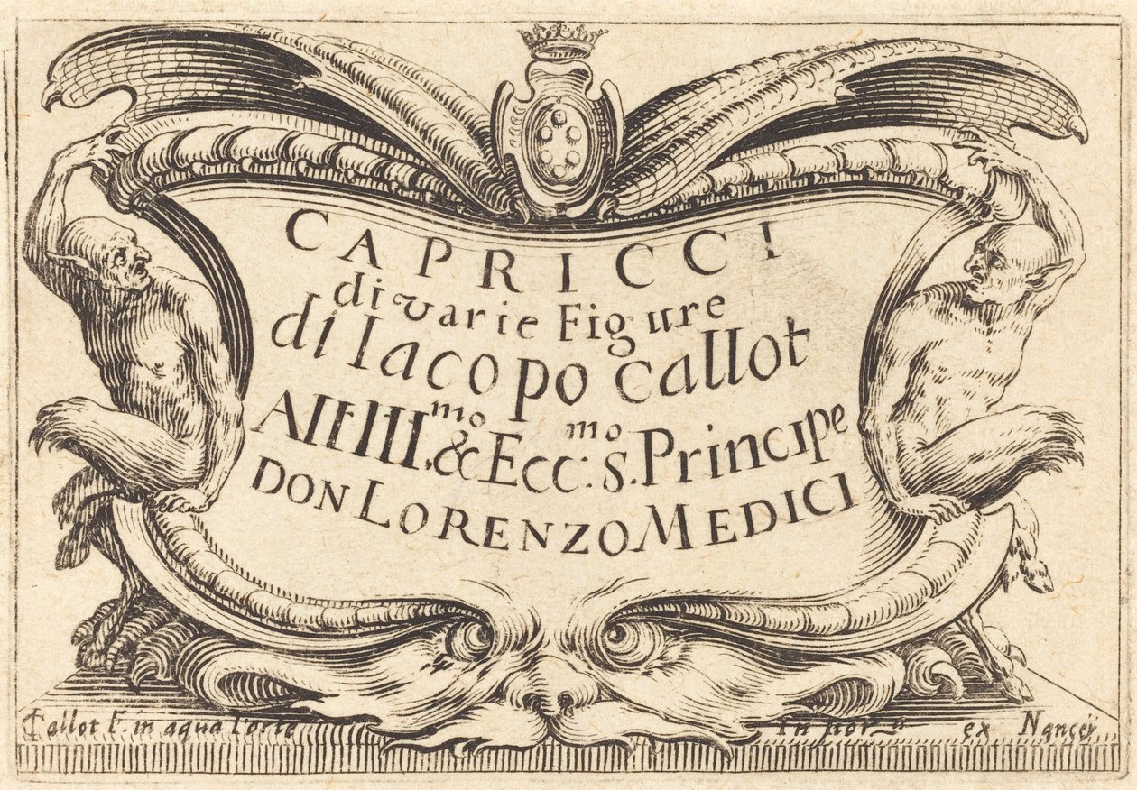 Title Page for "The Capricci" by Jacques Callot