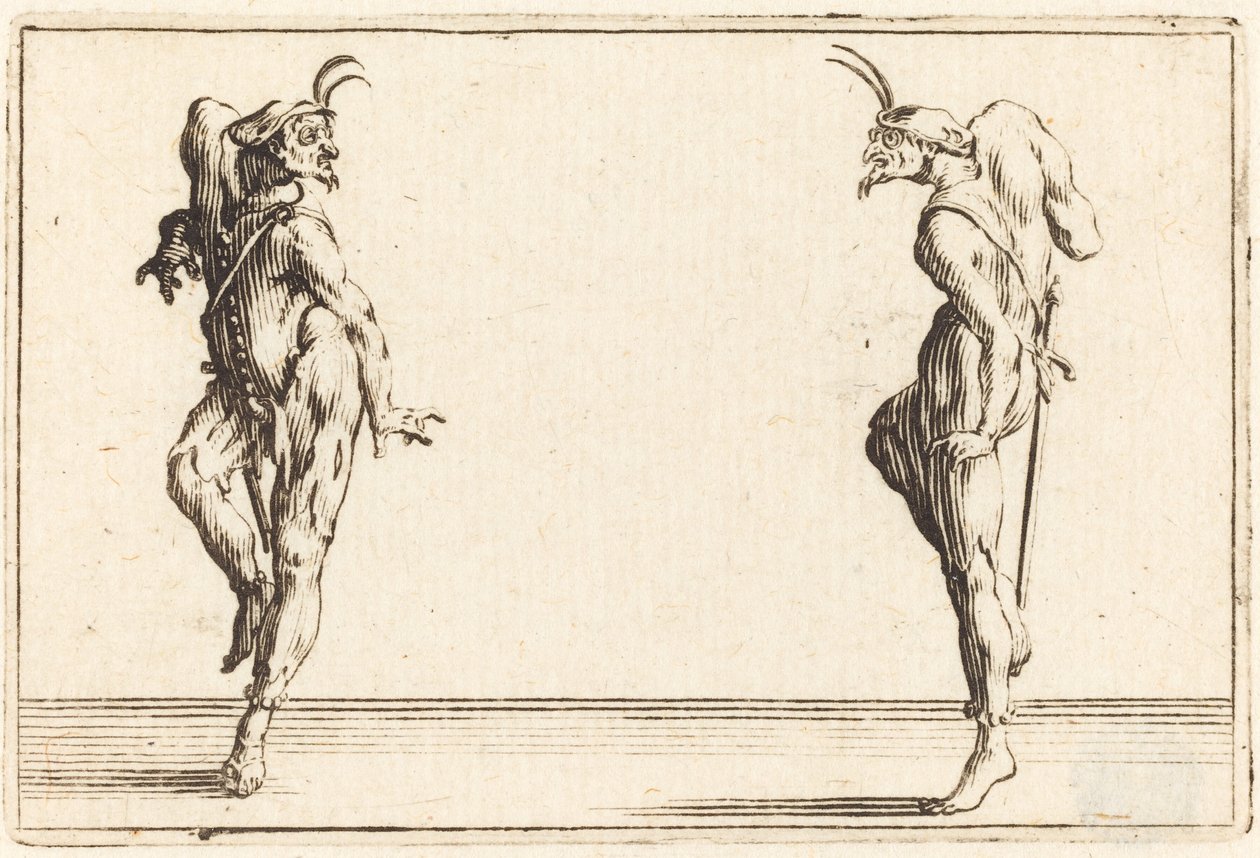 Two Pantaloons Dancing by Jacques Callot