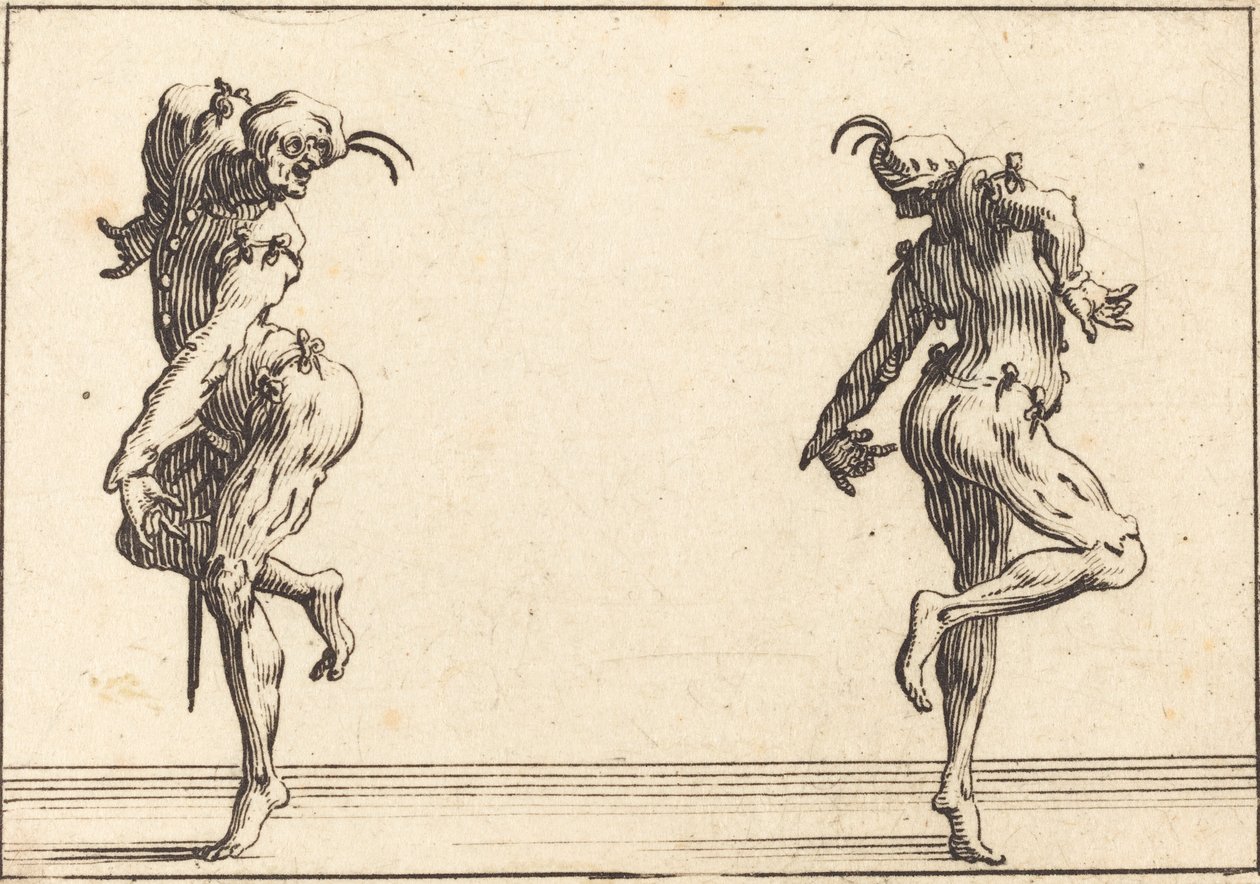 Two Pantaloons Dancing by Jacques Callot