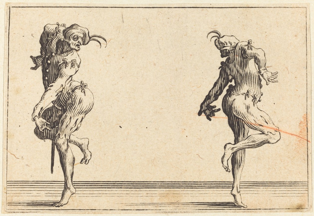 Two Pantaloons Dancing by Jacques Callot