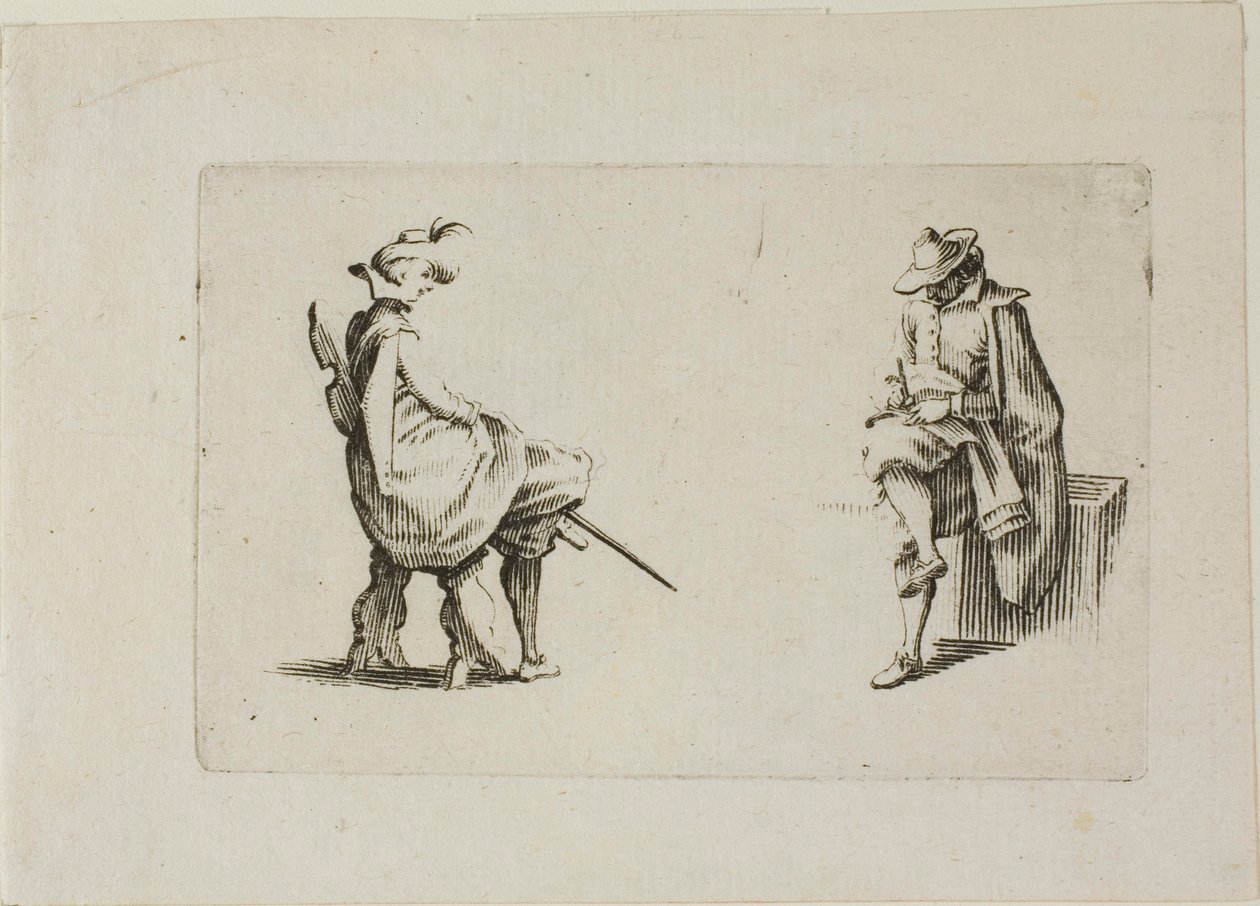 Two Seated Men, from The Caprices by Jacques Callot