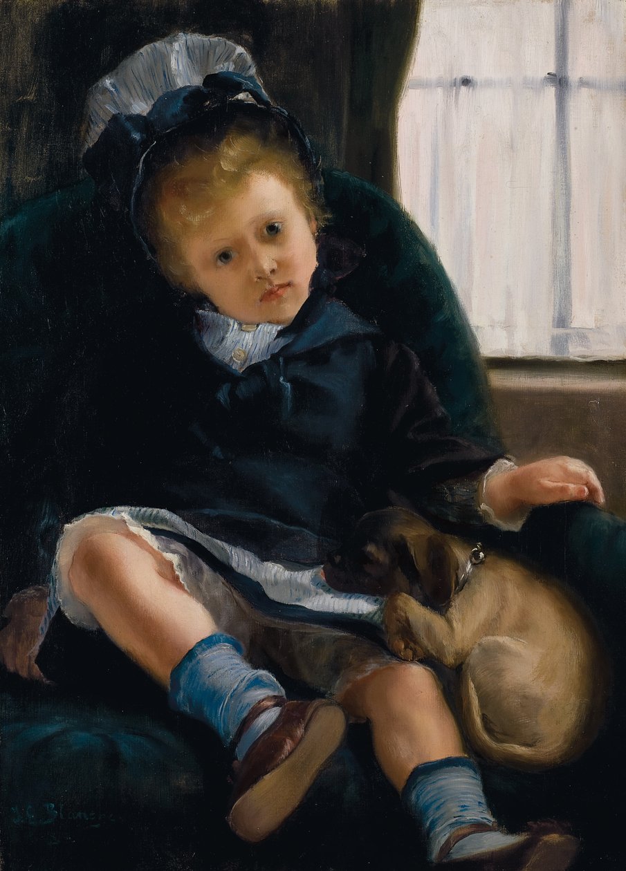 Girl with Puppy by Jacques Emile Blanche