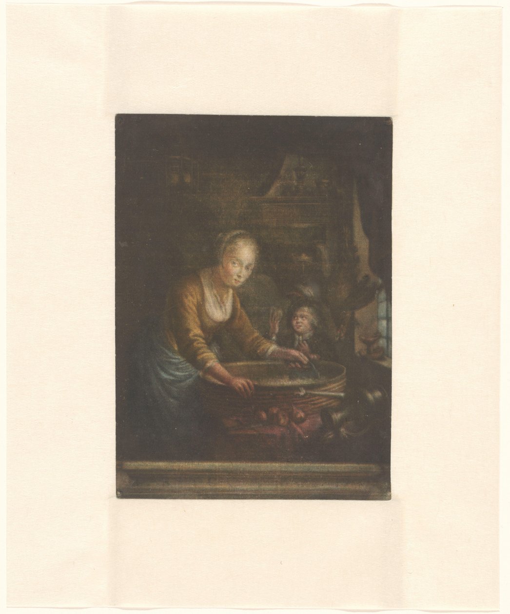 Young Woman Chopping Onions by Jacques Fabien Gautier Dagoty (attributed to)