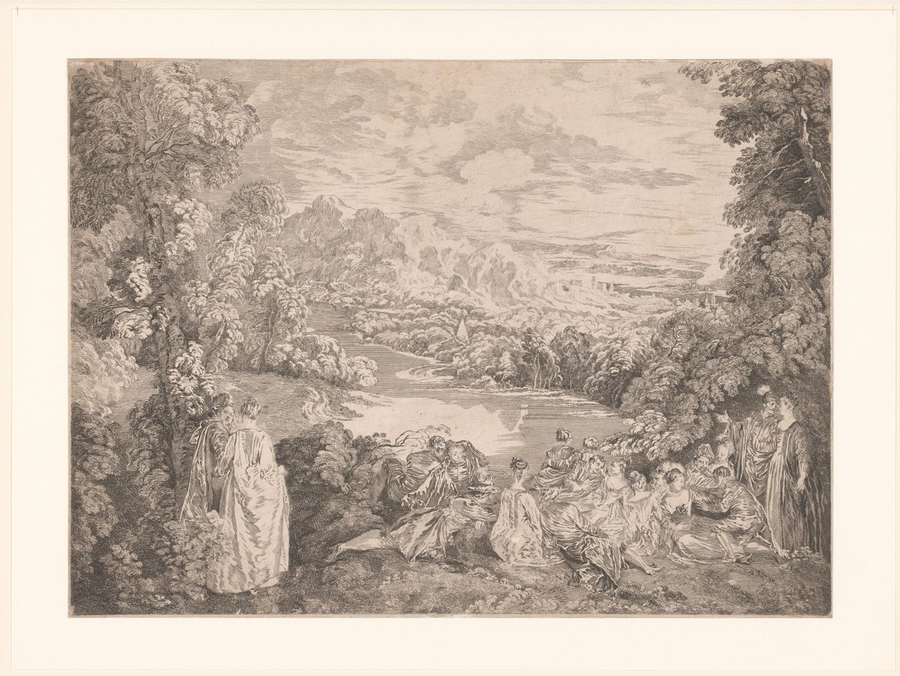 Elegant Company in a Landscape by Jacques Philippe Le Bas